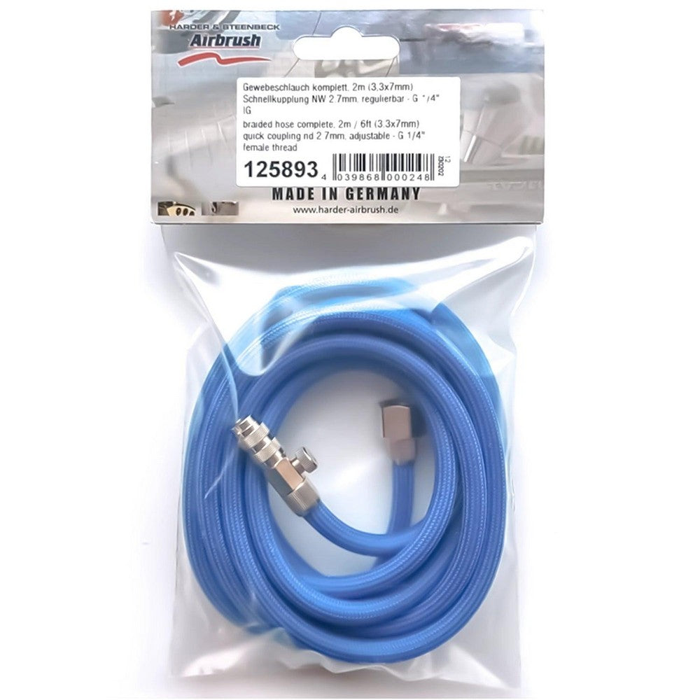 PREORDER H&S Airbrushes - braided hose - 2m (3.3x7mm) - quick coupling nd 2.7mm - adjustable - G 1/4