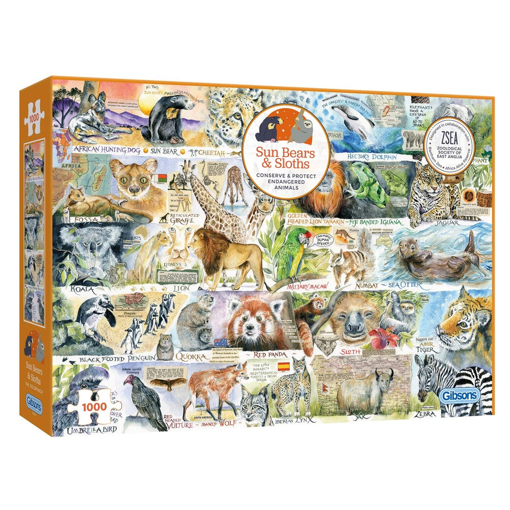 Puzzle - Gibsons - Sun Bears & Sloths 1000Pc
