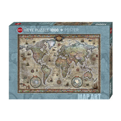 Puzzle - Heye - Map Art; Retro World 1000Pc