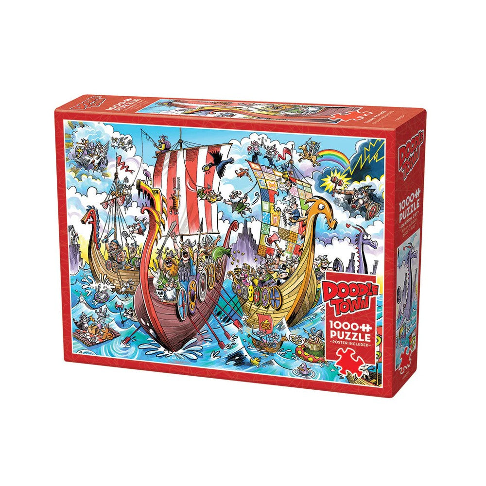 PREORDER Puzzle - Cobble Hill - Doodletown Viking Voyage 1000P
