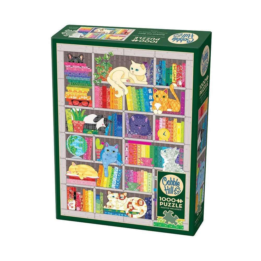 PREORDER Puzzle - Cobble Hill - Rainbow Cat Quilt 1000Pc