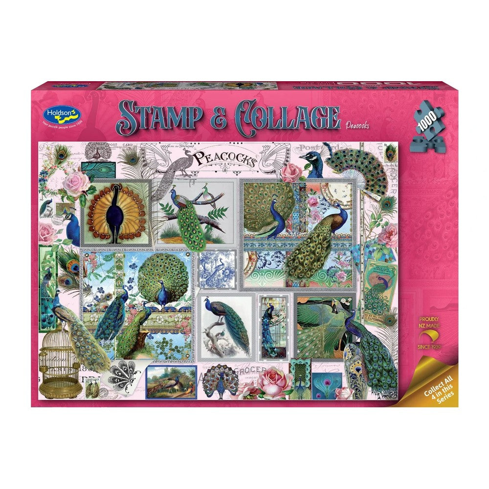 Puzzle - Holdson - Stamp & Collage Peacocks 1000