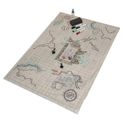 U2 ENHANCE RPG Grid Mat - Tabletop Map (24x36 inch) Dry Erase Grid with Pouch & Marker Kit (Stone)