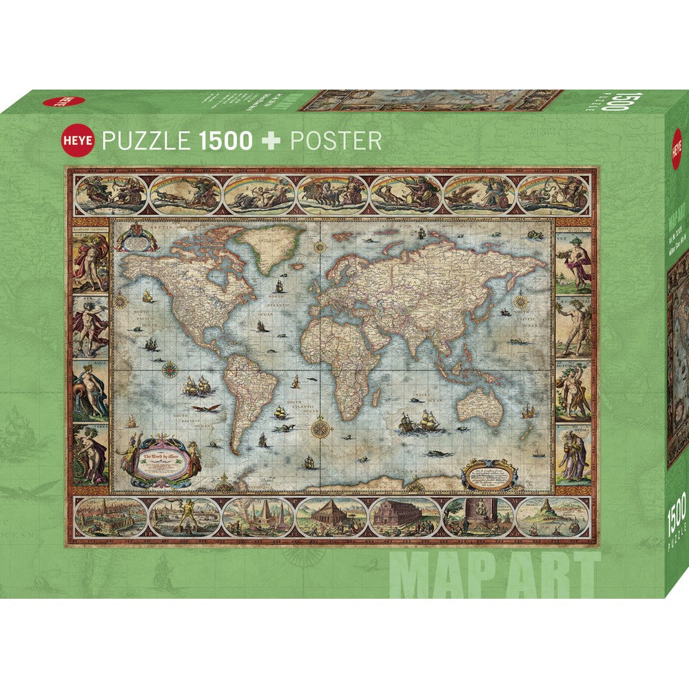 Puzzle - Heye - Zigic; Map Art Willem Blaeu World 1500pc