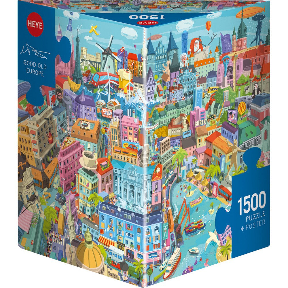 Puzzle - Heye - Triangular Box - Vidak; Good Old Europe 1500pc
