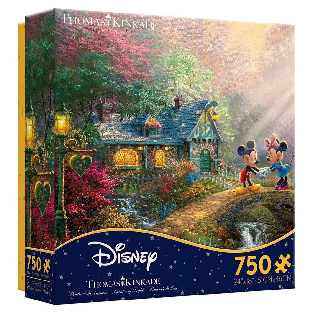 Floor Puzzle - Thomas Kinkade - Disney - Mickey and Minnie Sweetheart Bridge 750pc