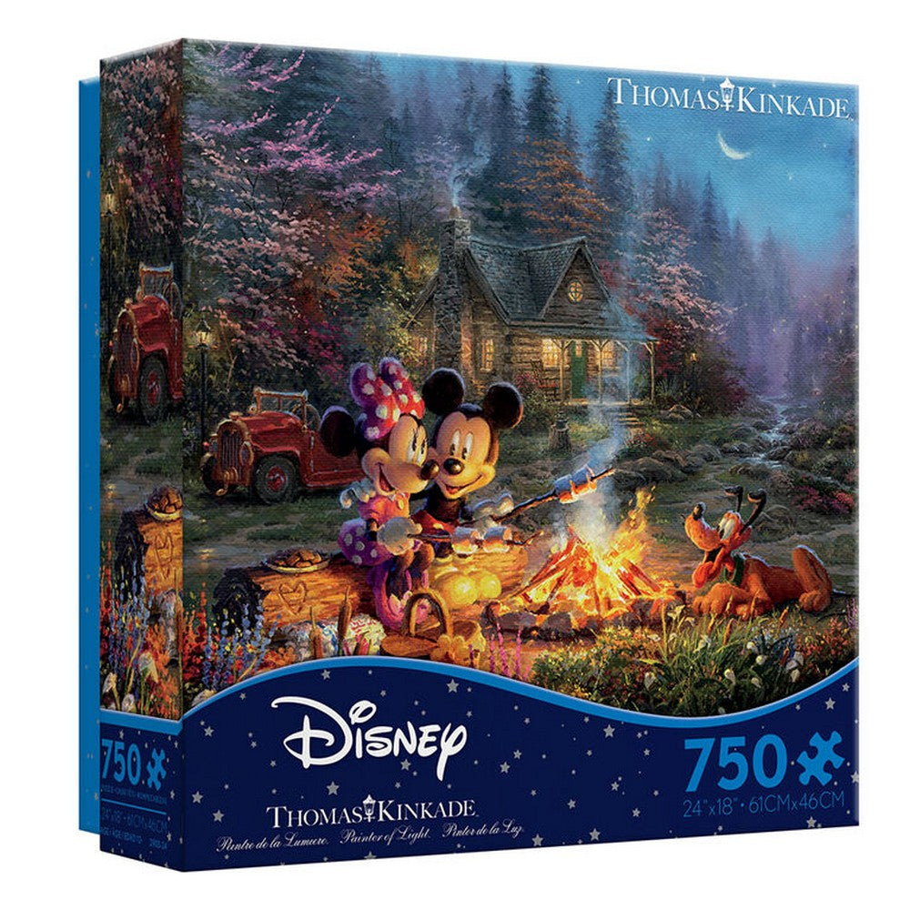 Floor Puzzle - Thomas Kinkade - Disney - Mickey and Minnie Sweetheart Campfire 750pc