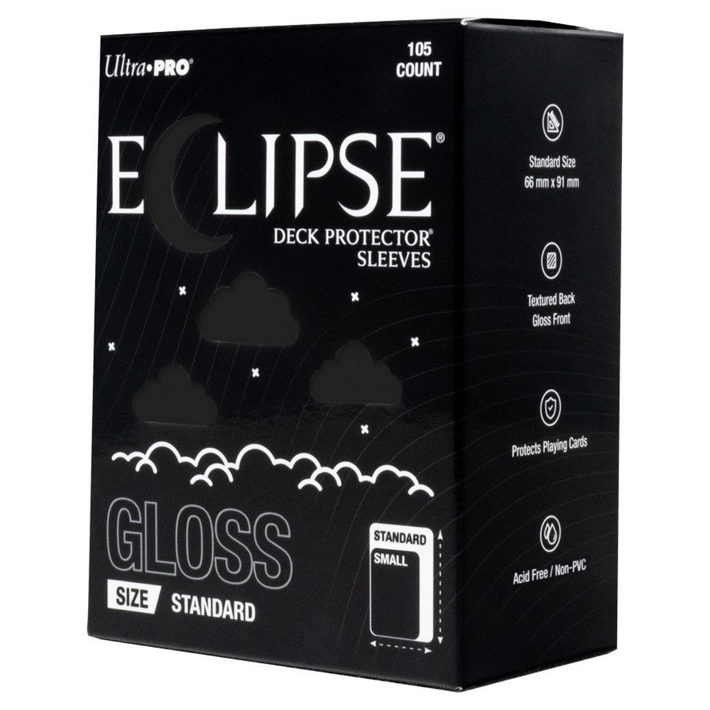 PREORDER Ultra Pro: UP16700 ECLIPSE Gloss Standard DECK PROTECTOR Sleeves: Jet Black - 105ct