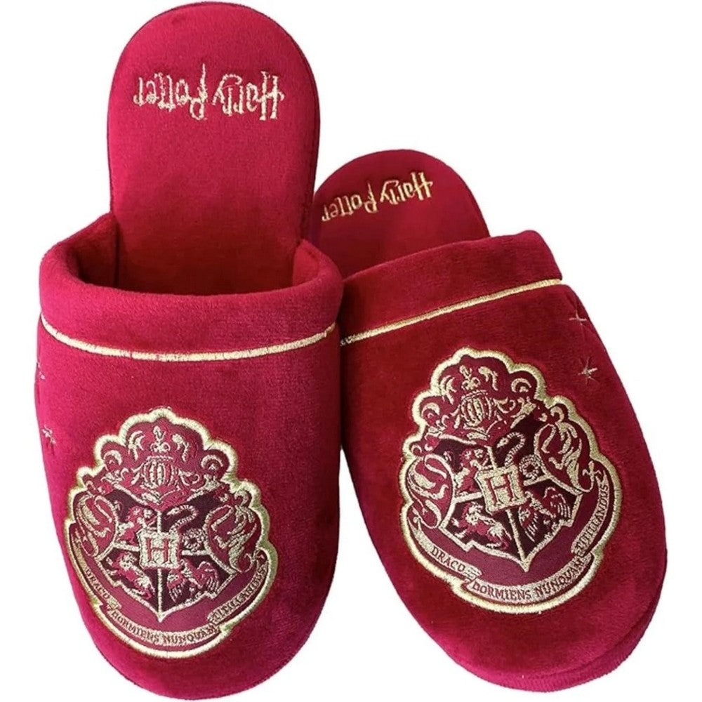 PREORDER Harry Potter: Hogwarts Gold on Burgundy Ladies Slippers (Size UK 5-9 / EU 38-43).