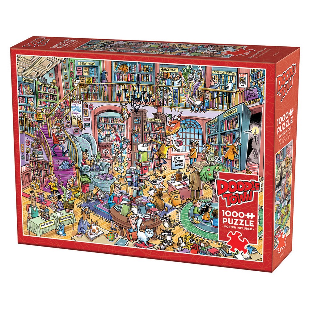 PREORDER Puzzle - Cobble Hill - DoodleTown: Bookshop Bedlam 1000pc