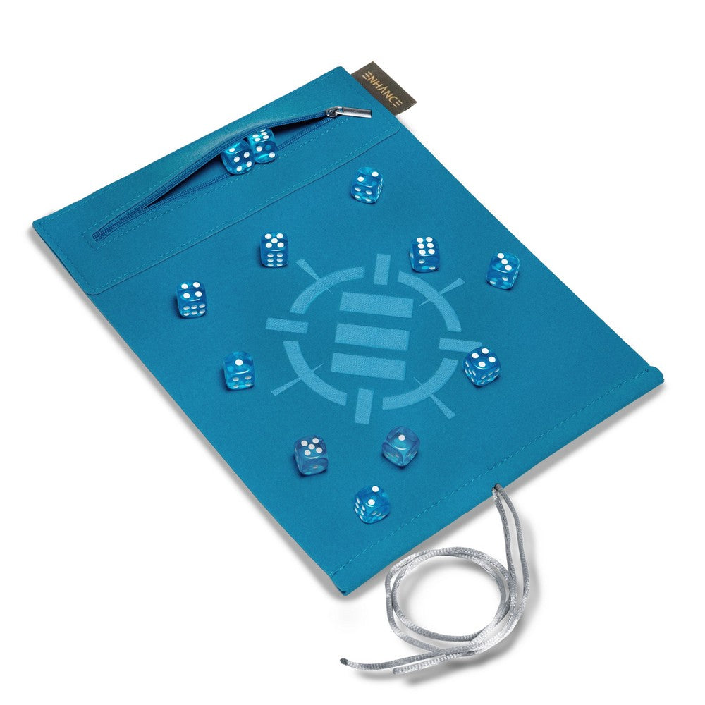 PREORDER ENHANCE Tabletop Roll on a Scroll 6-sided Dice and Rolling Mat - Blue