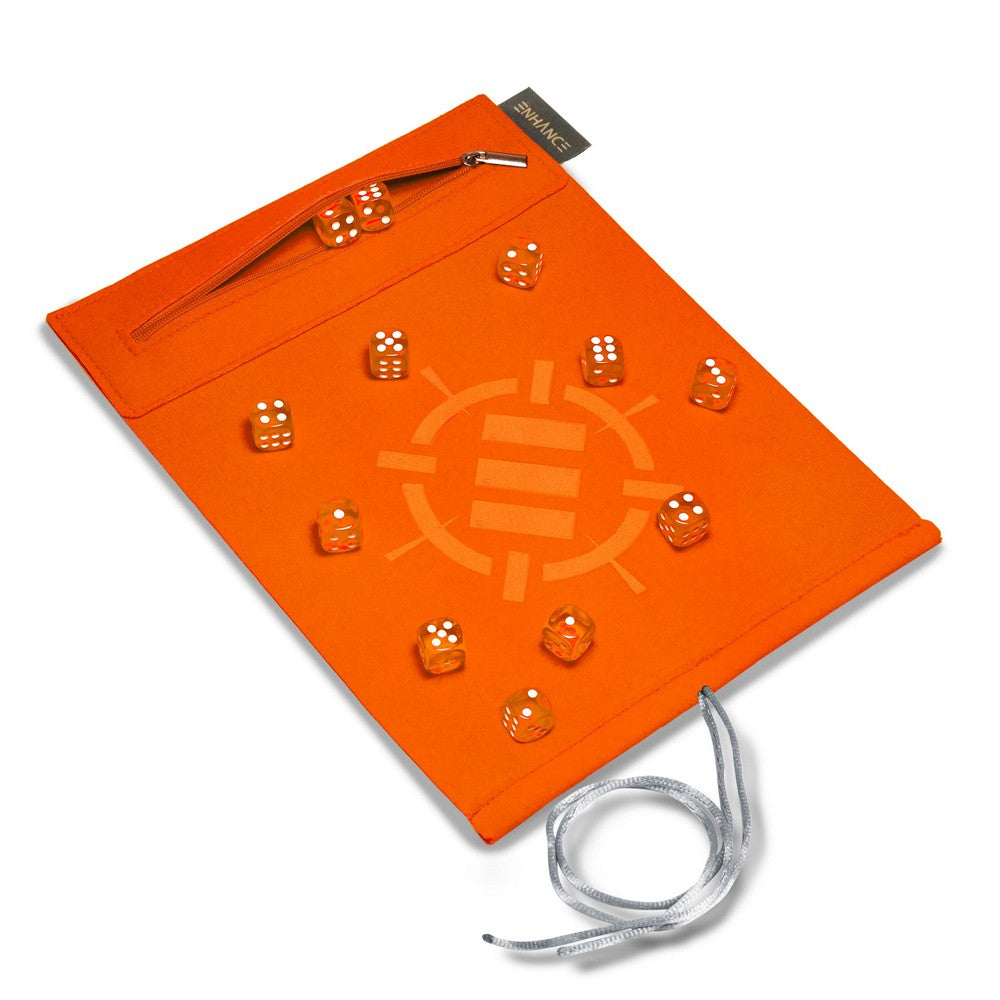 PREORDER ENHANCE Tabletop Roll on a Scroll 6-sided Dice and Rolling Mat - Orange