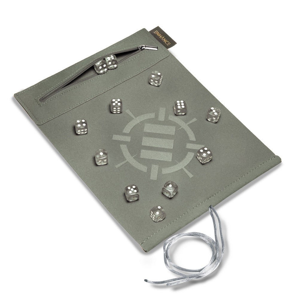 PREORDER ENHANCE Tabletop Roll on a Scroll 6-sided Dice and Rolling Mat - Silver