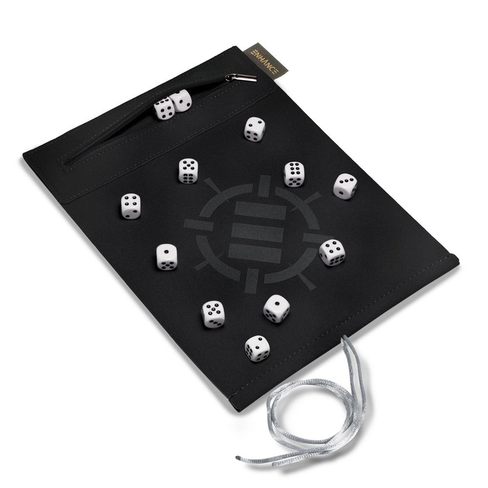 PREORDER ENHANCE Tabletop Roll on a Scroll 6-sided Dice and Rolling Mat - White