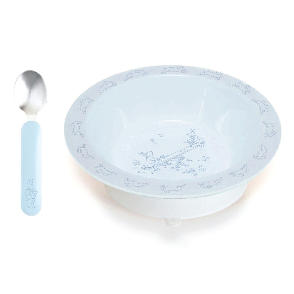 PREORDER Bunnykins Suction Bowl with Spoon - Blue