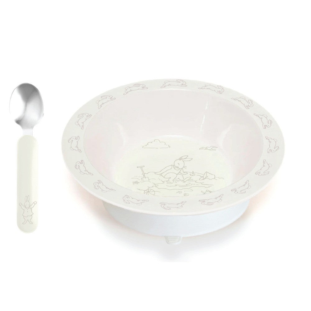 PREORDER Bunnykins Suction Bowl with Spoon - Natural
