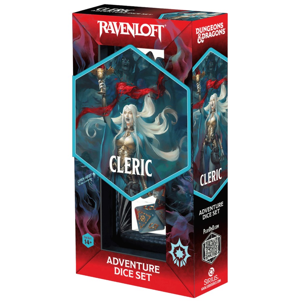 PREORDER Sirius Dice - D&D Adventure Dice - Cleric - Light Blue. Red