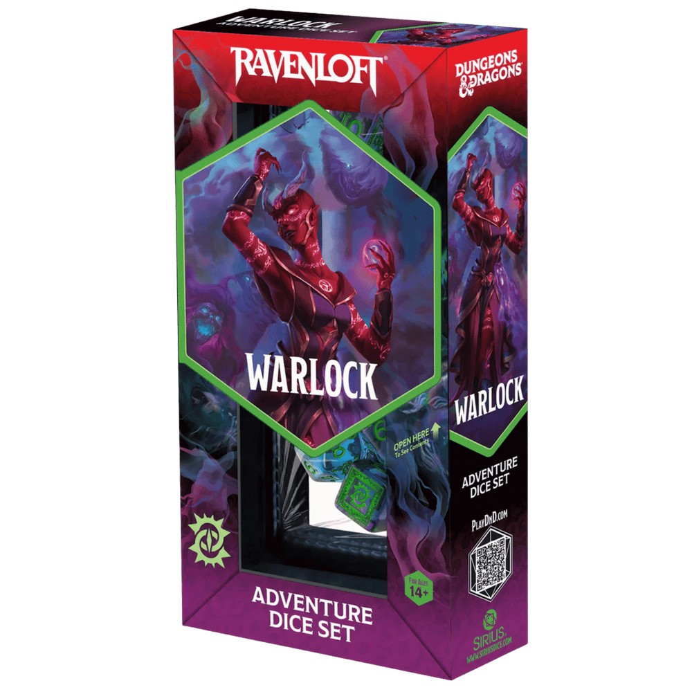 PREORDER Sirius Dice - D&D Adventure Dice - Warlock - Purple. Green