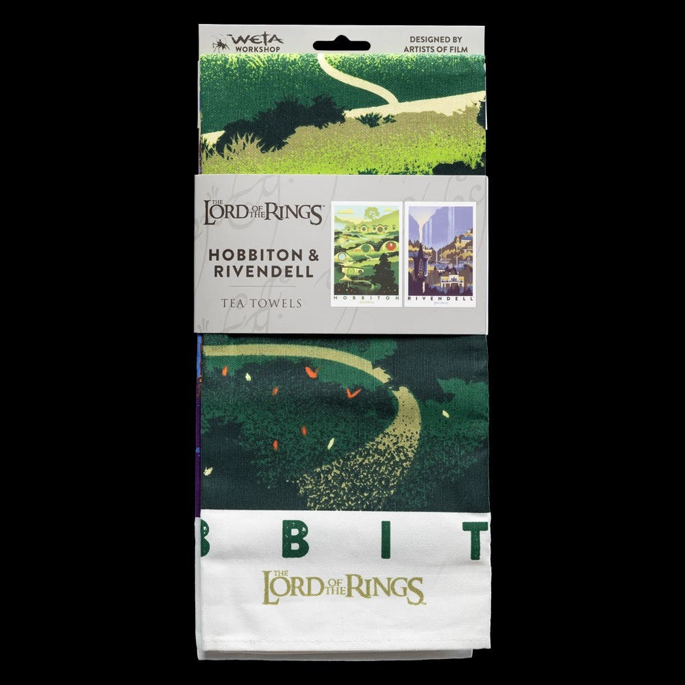 PREORDER WETA - The Lord of the Rings Trilogy - Tea Towel - Rivendell & Hobbiton 2PK
