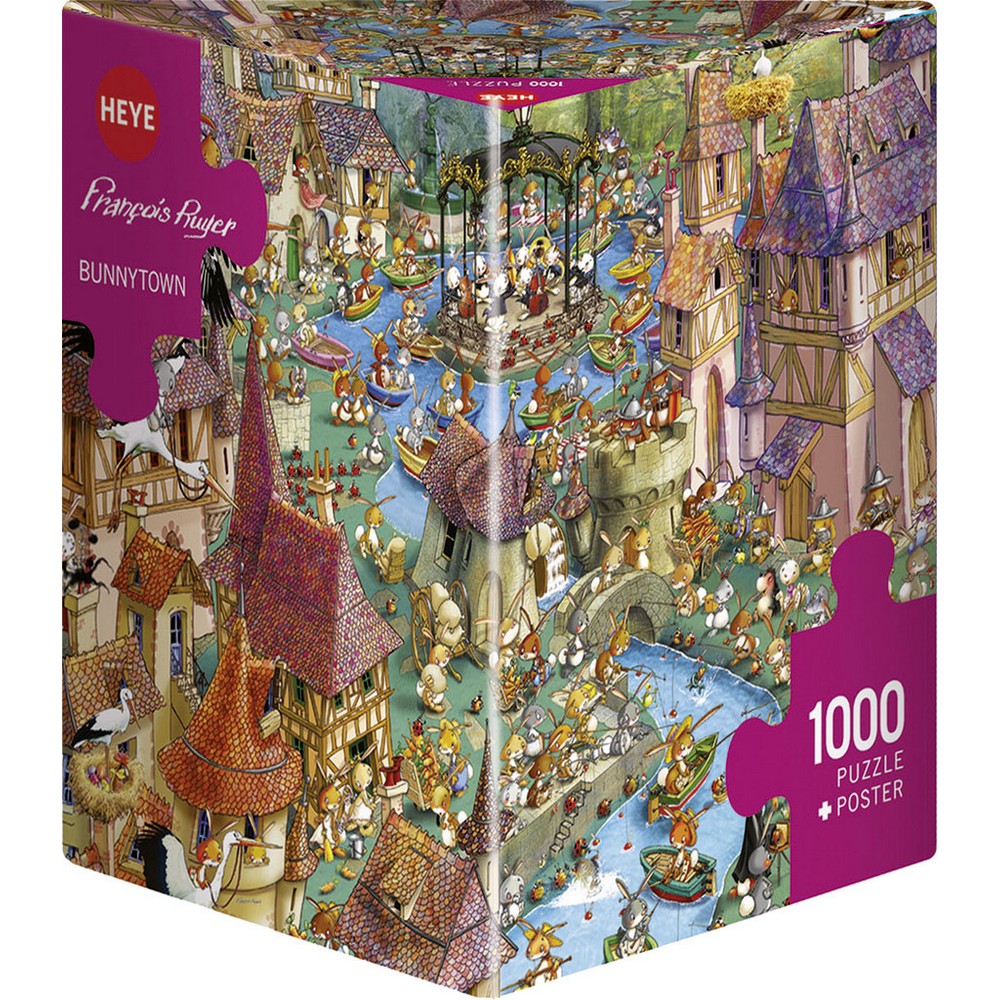 PREORDER Puzzle - Heye - Ruyer Bunnytown Triangular Box 1000pc