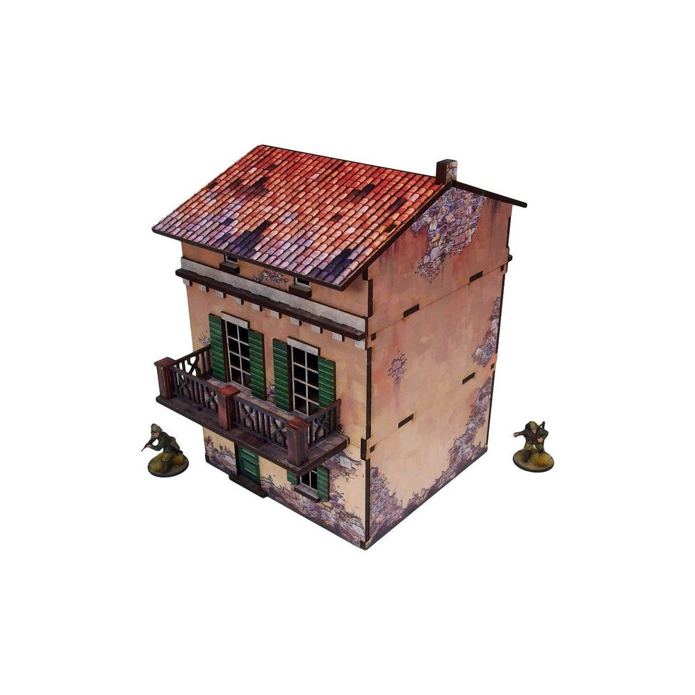 PREORDER Micro Arts Studio - WW2 Italy Balcony House (1) PREPAINTED [28mm/1:56]