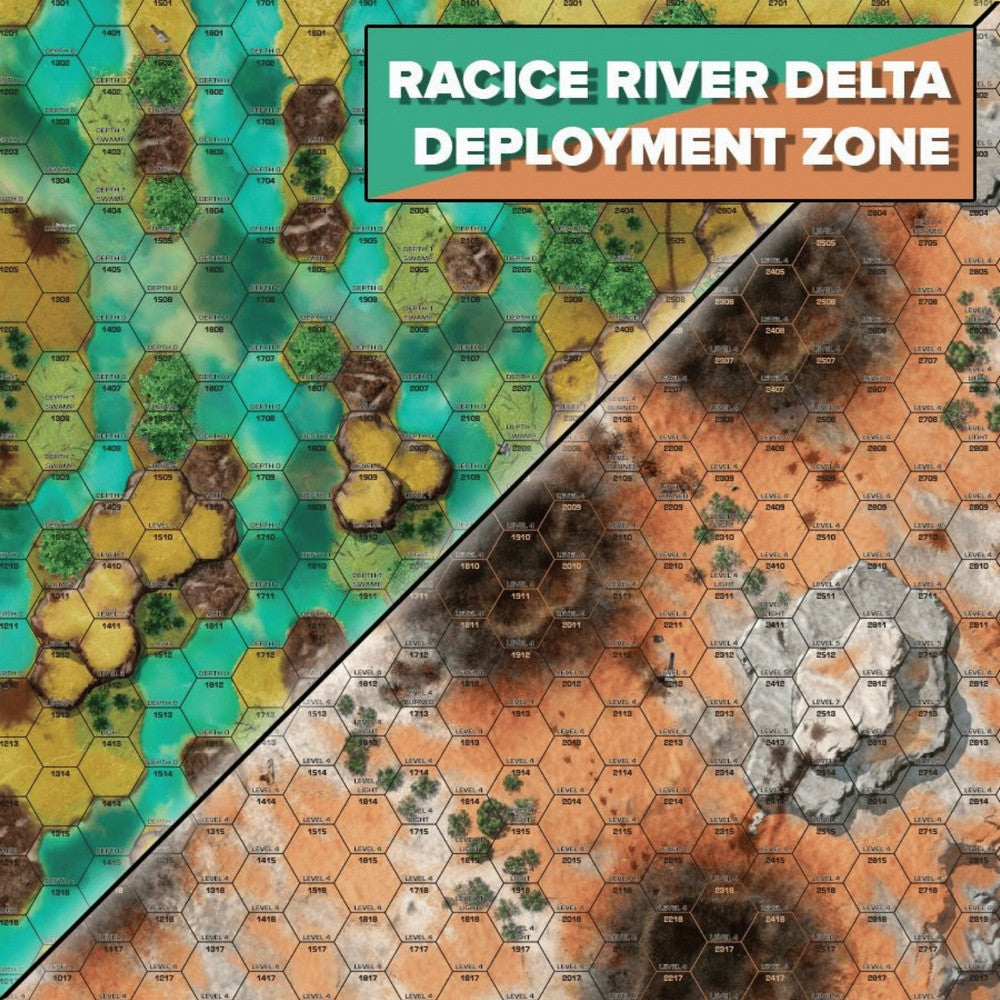 PREORDER BattleTech - BattleMat - Tukkayid: Racice River Delta / Deployment Zone