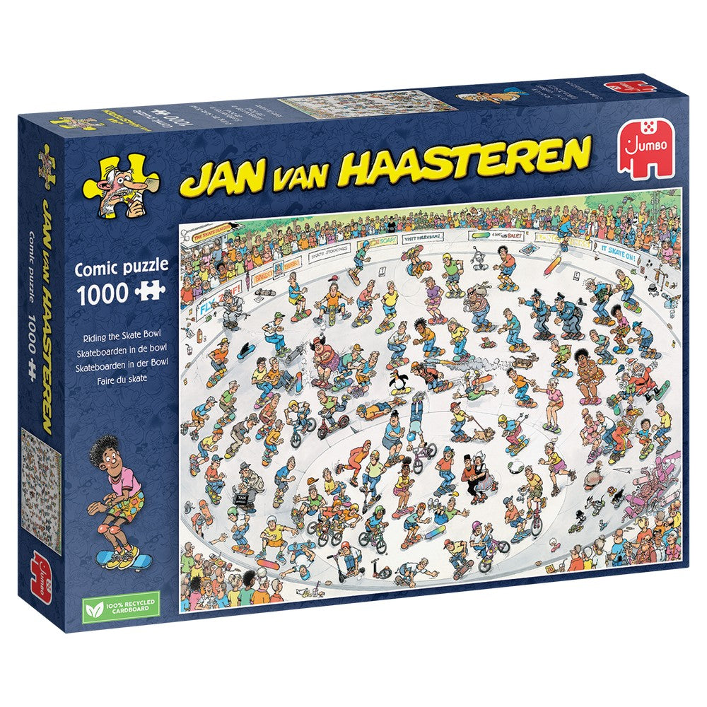 PREORDER Puzzle - Jumbo Jan van Haasteren - Riding the Skate Bowl 1000Pc (Square box)