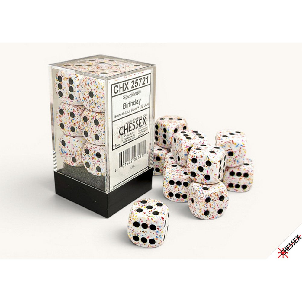 PREORDER CHX 25721 Speckled Birthday 16mm d6 Dice Block (12 dice)