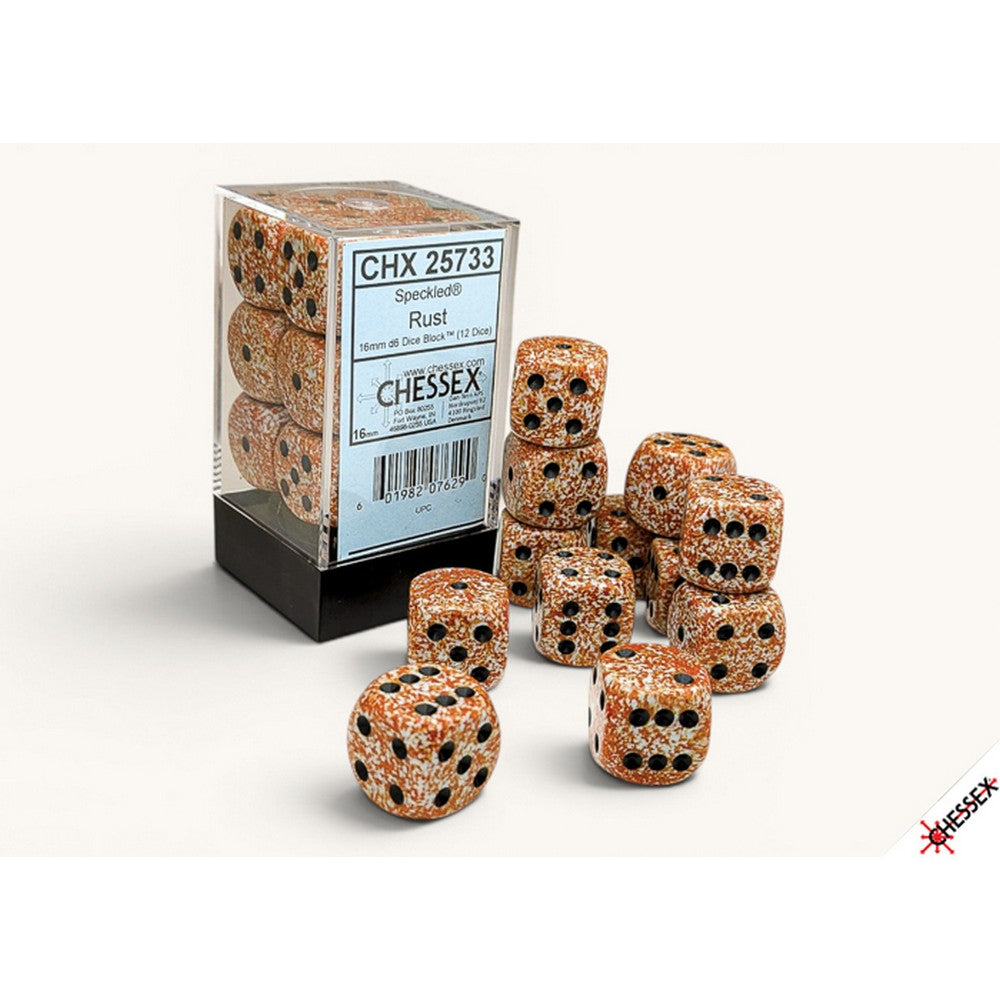 PREORDER CHX 25733 Speckled Rust 16mm d6 Dice Block (12 dice)
