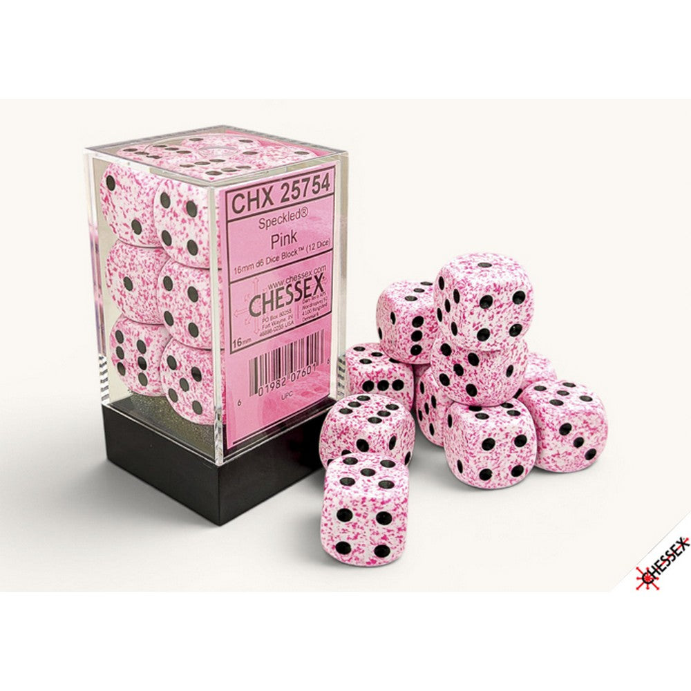 PREORDER CHX 25754 Speckled Pink 16mm d6 Dice Block (12 dice)