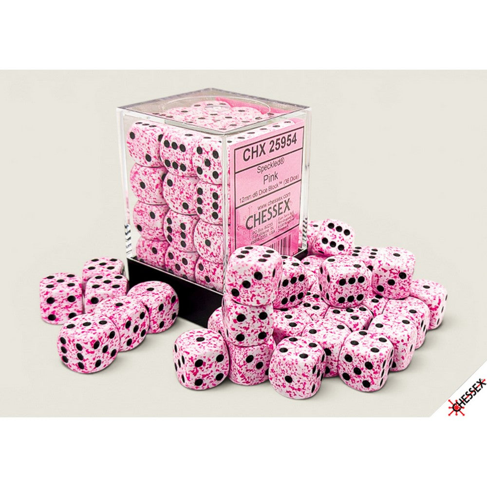 PREORDER CHX 25954 Speckled Pink 12mm d6 Dice Block (36 dice)