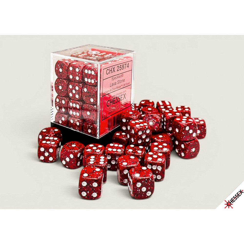 PREORDER CHX 25974 Speckled Lava Stone 12mm d6 Dice Block (36 dice)