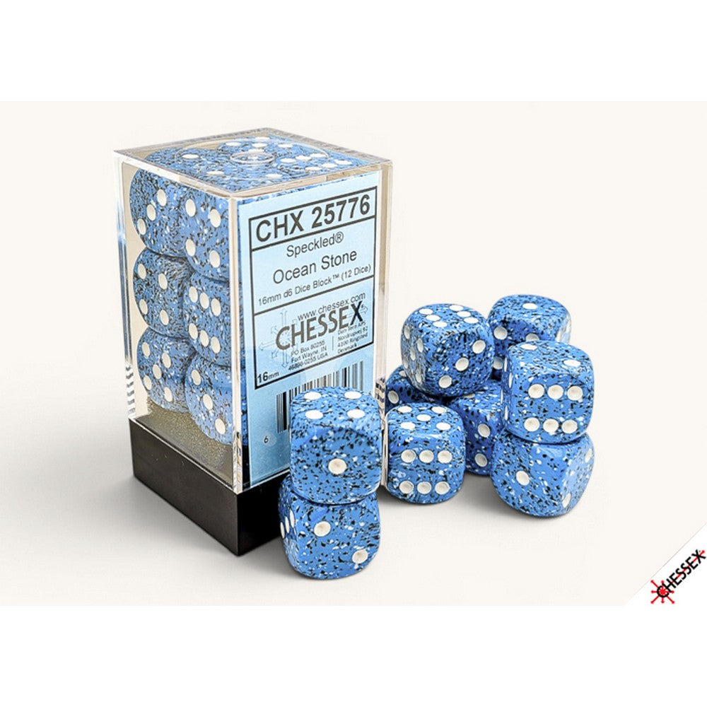 PREORDER CHX 25776 Speckled Ocean Stone 16mm d6 Dice Block (12 dice)