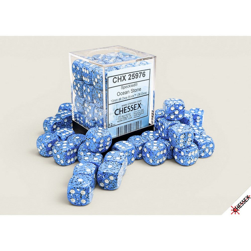 PREORDER CHX 25976 Speckled Ocean Stone 12mm d6 Dice Block (36 dice)