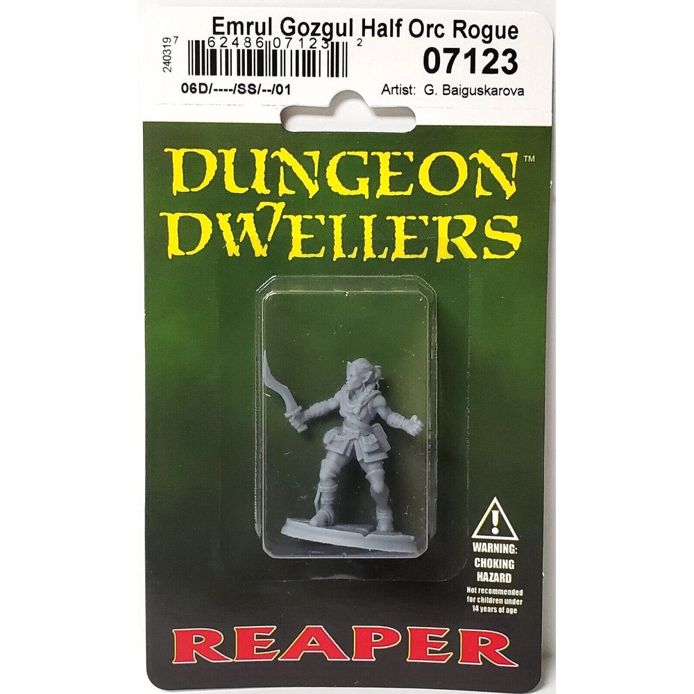 PREORDER Reaper: Dungeon Dwellers: Emrul Gozgul - Half-Orc Rogue (Alternate Sculpt) (Plastic)