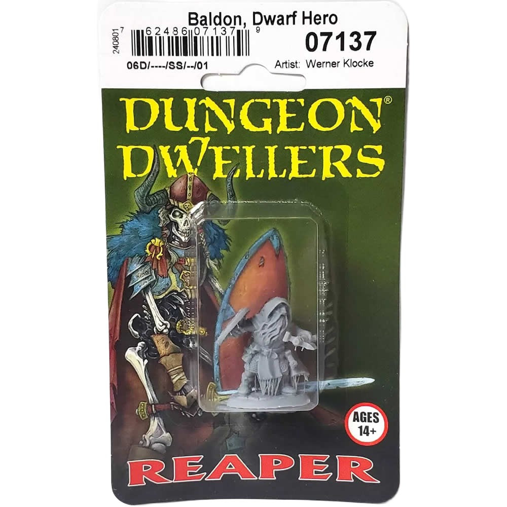 PREORDER Reaper: Dungeon Dwellers: Baldon - Dwarf Hero (Plastic)
