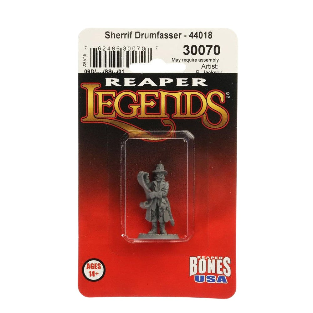 PREORDER Reaper: Bones USA Reaper Legends: Sheriff Getmose Drumfasser (Plastic)