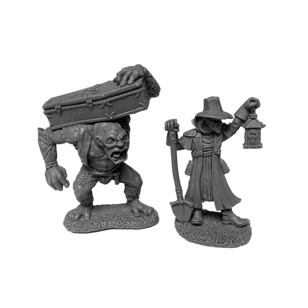 PREORDER Reaper: Bones USA Reaper Legends: Townsfolk: Gravedigger and Henchman (Plastic)
