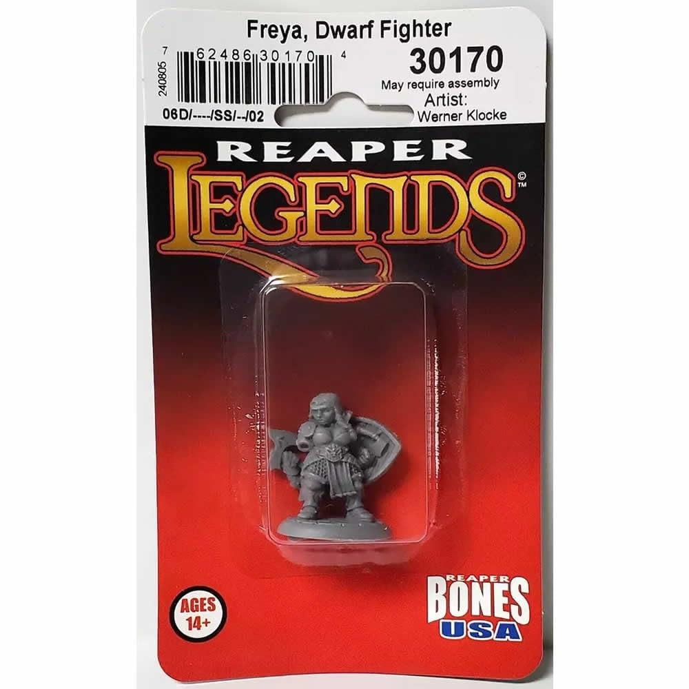 PREORDER Reaper: Bones USA Reaper Legends: Freya Fangbreaker - Dwarf Shieldmaiden (Plastic)