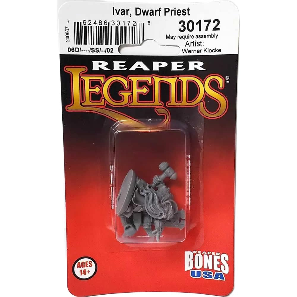 PREORDER Reaper: Bones USA Reaper Legends: Ivar - Dwarf Cleric (Plastic)