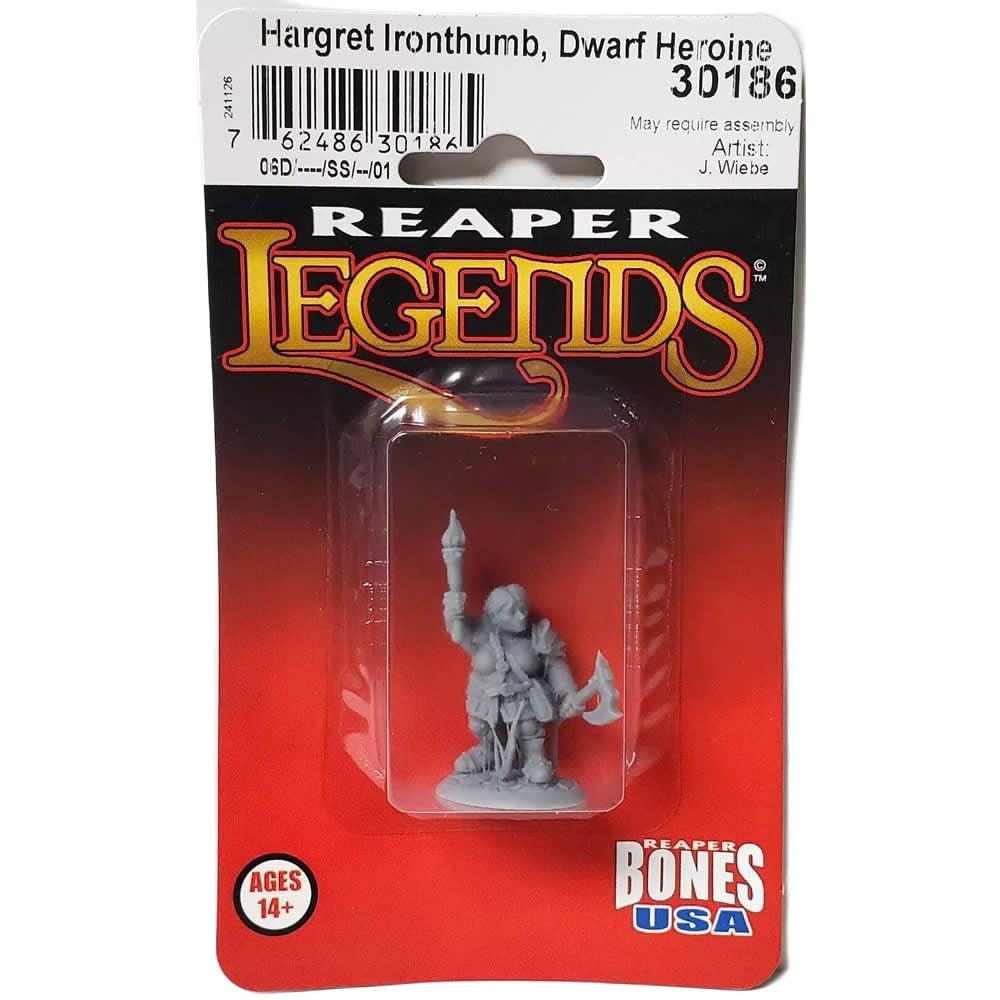 PREORDER Reaper: Bones USA Reaper Legends: Hargret Ironthumb - Dwarf Heroine (Plastic)