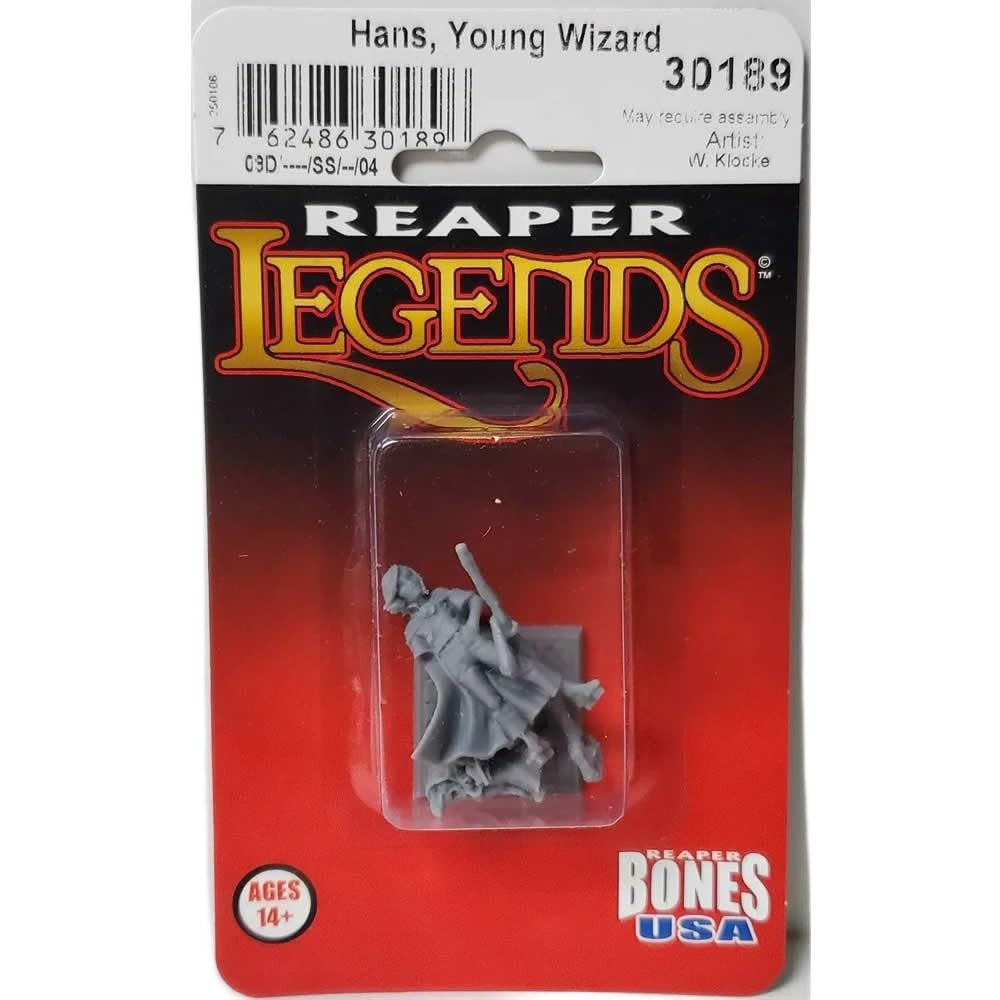 PREORDER Reaper: Bones USA Reaper Legends: Hans - Young Wizard (Plastic)