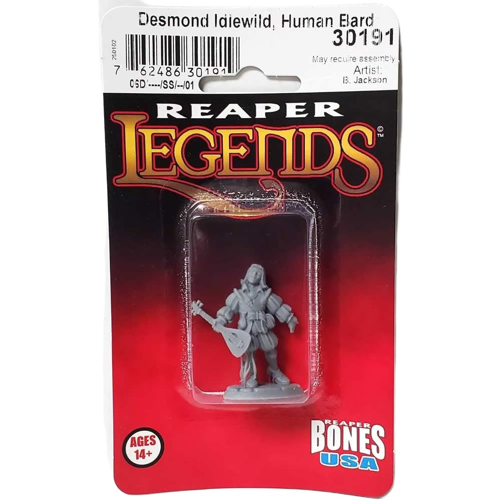 PREORDER Reaper: Bones USA Reaper Legends: Desmond Idlewild - Male Bard (Plastic)