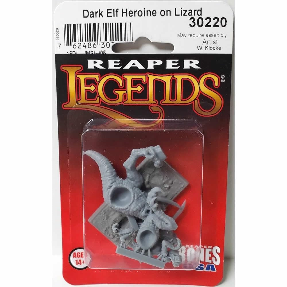 PREORDER Reaper: Bones USA Reaper Legends: Female Dark Elf on Lizard (Plastic)