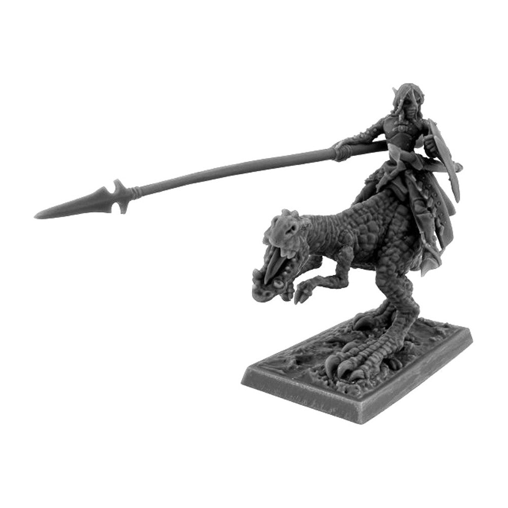 PREORDER Reaper: Bones USA Reaper Legends: Dark Elf Hero on Lizard (Plastic)