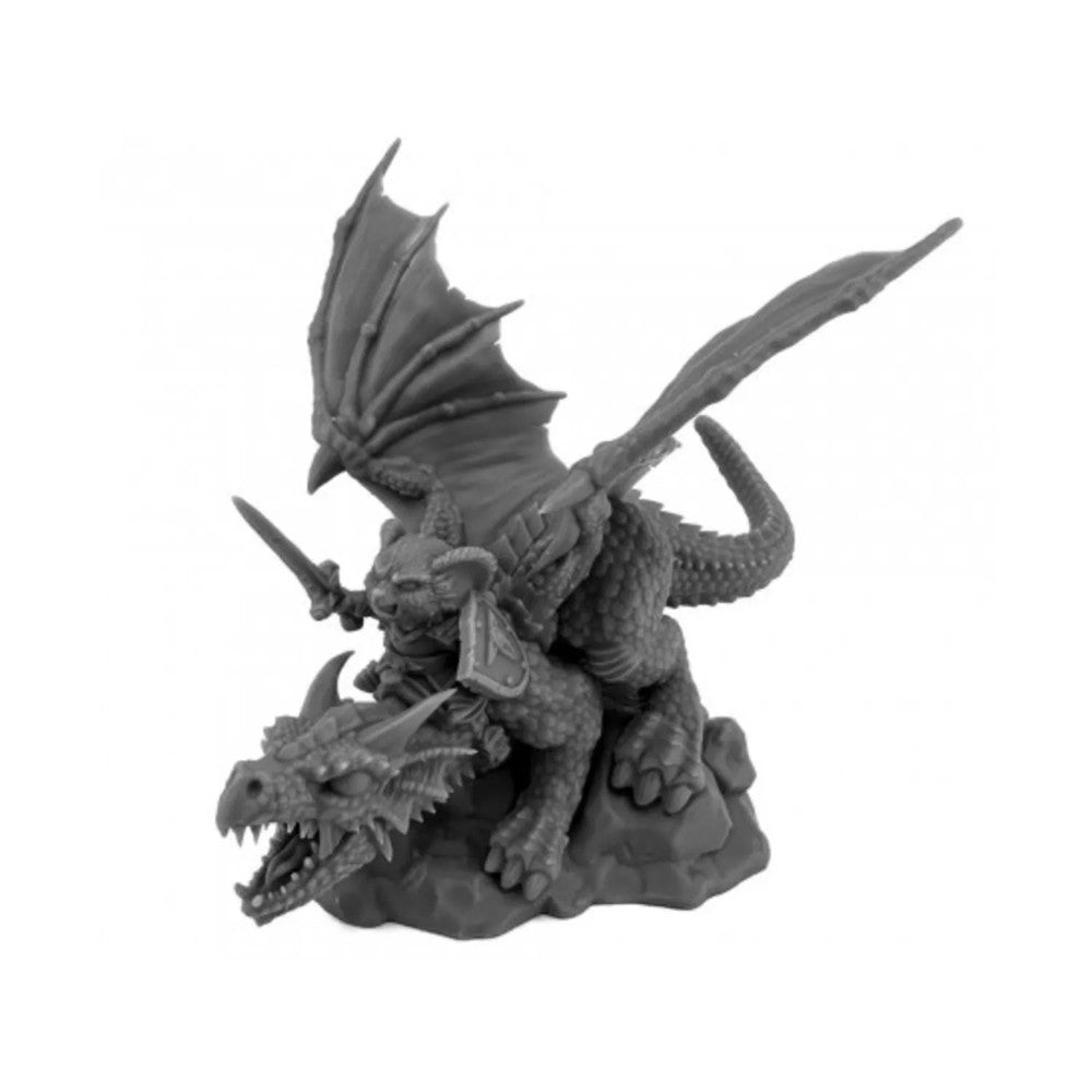 PREORDER Reaper: Bones USA Reaper Legends: Mousling: Knight of the Flame Wyrm on Dragon (Plastic)