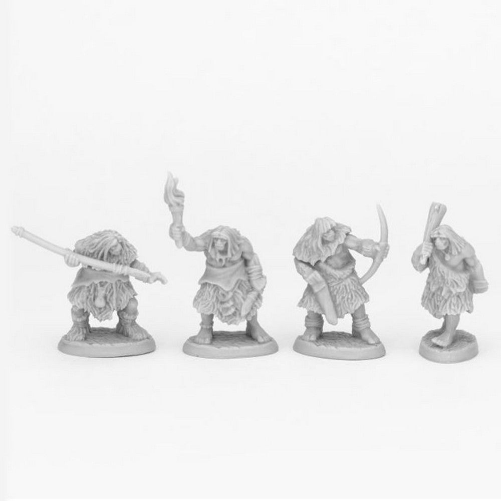 PREORDER Reaper: Bones Black: Black Bear Tribe Cavemen (4) (Plastic)