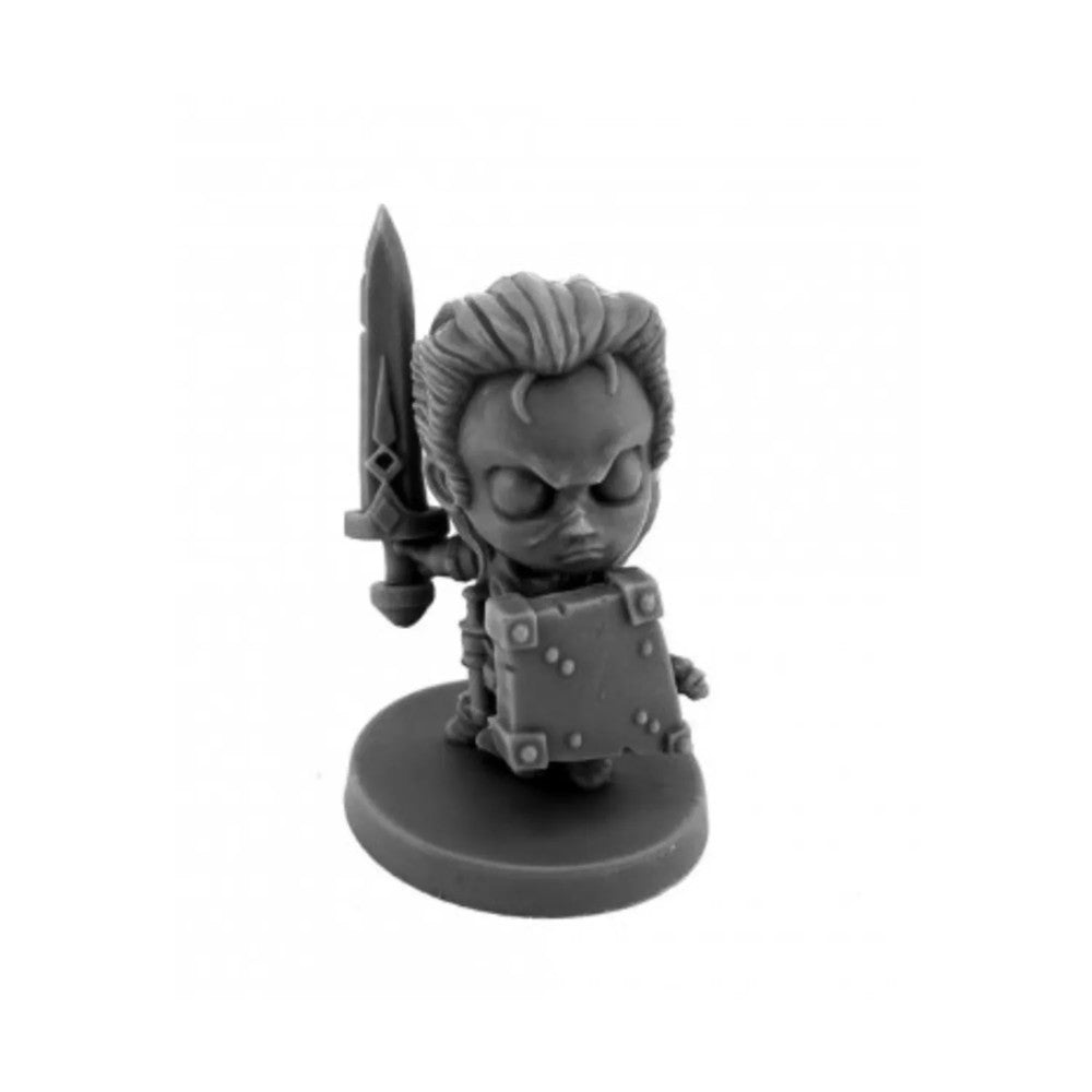 PREORDER Reaper: Pathfinder Bones: Valeros - Iconic Chibi Fighter (Plastic)