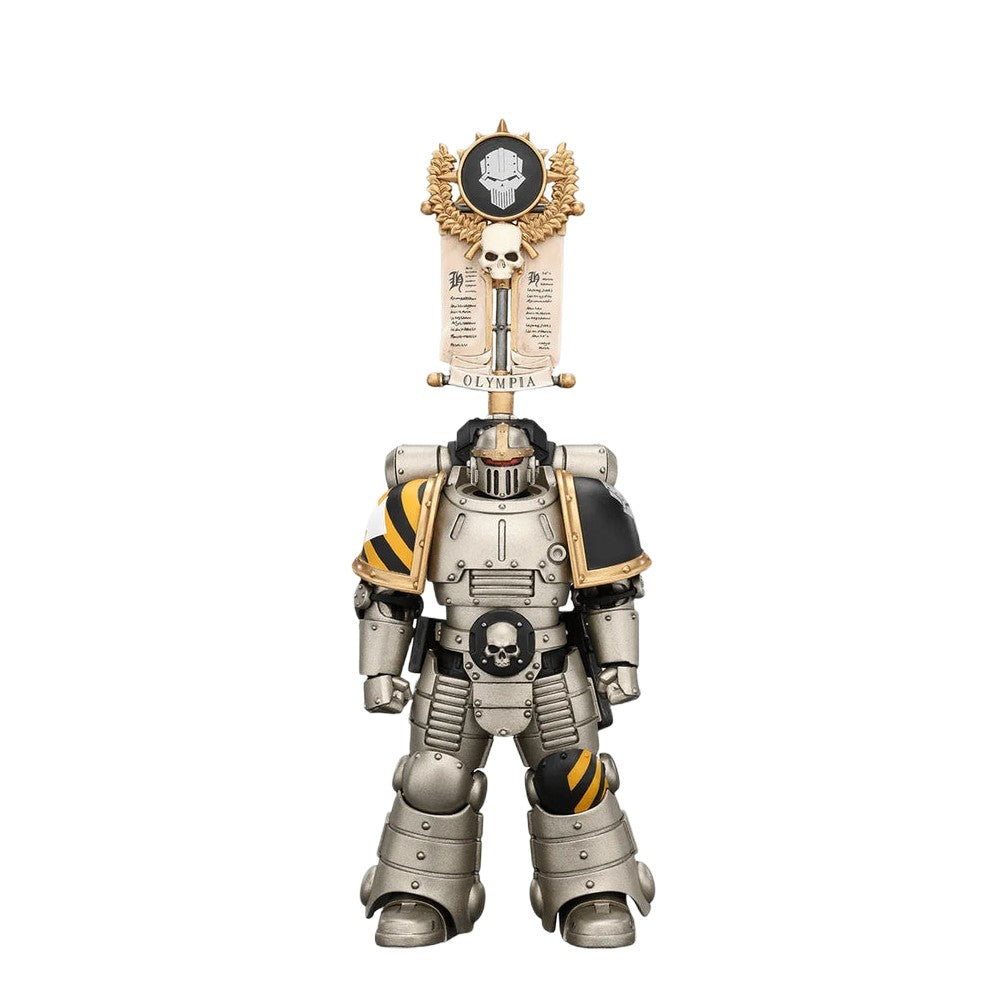 PREORDER Warhammer Collectibles: 1/18 Scale Iron Warriors MkII Legionary1 with Vexilla. Bolter and Bolt Pstl