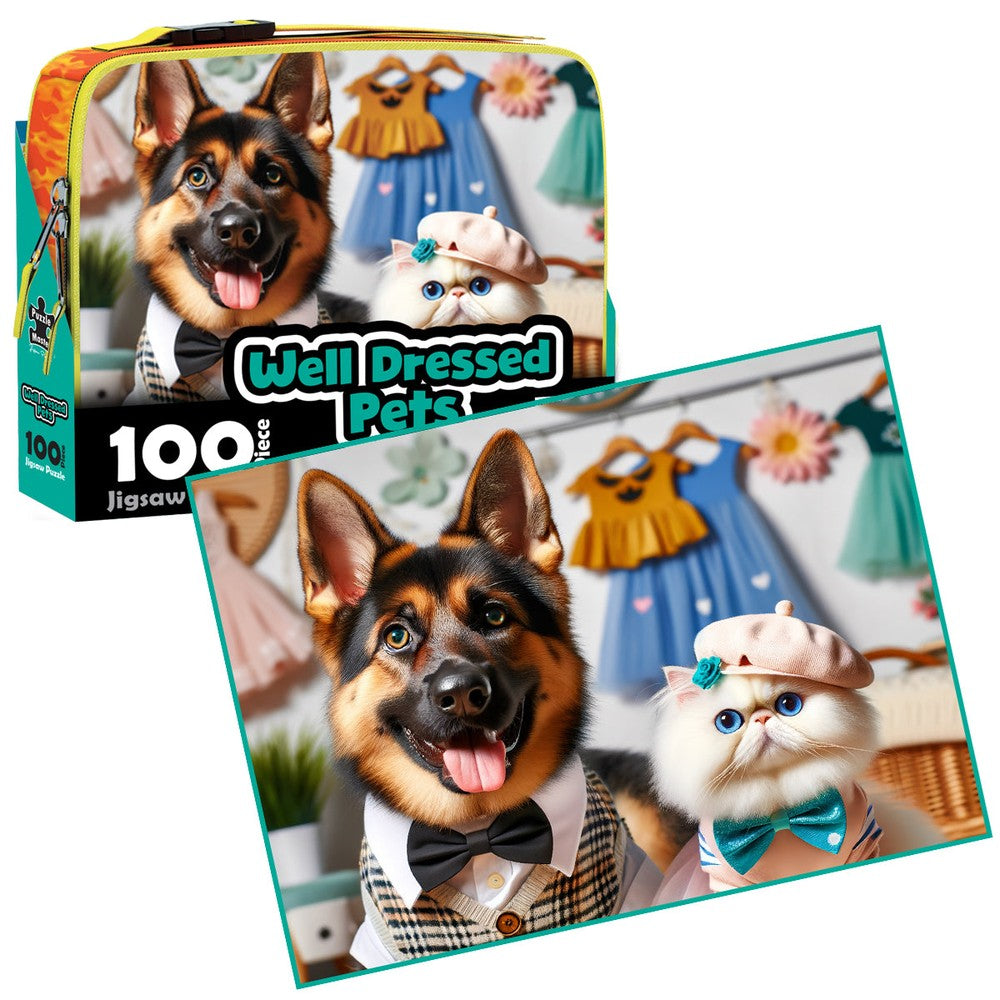 PREORDER Puzzle - BMS - 100 Piece Lunch Box Puzzle Dressed Pets AR Edition